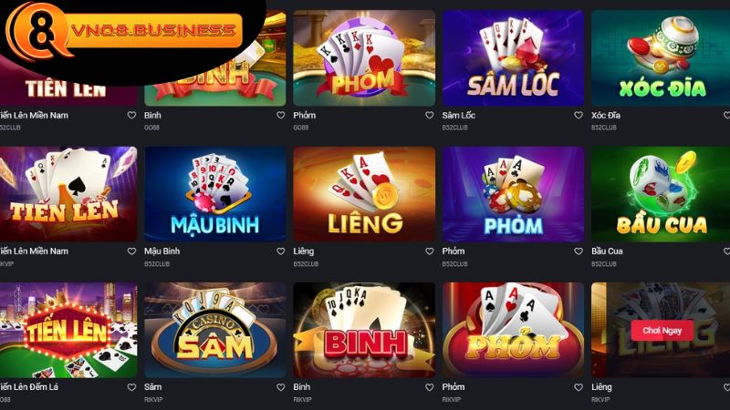 Các loại game bài phổ biến tại VNQ8